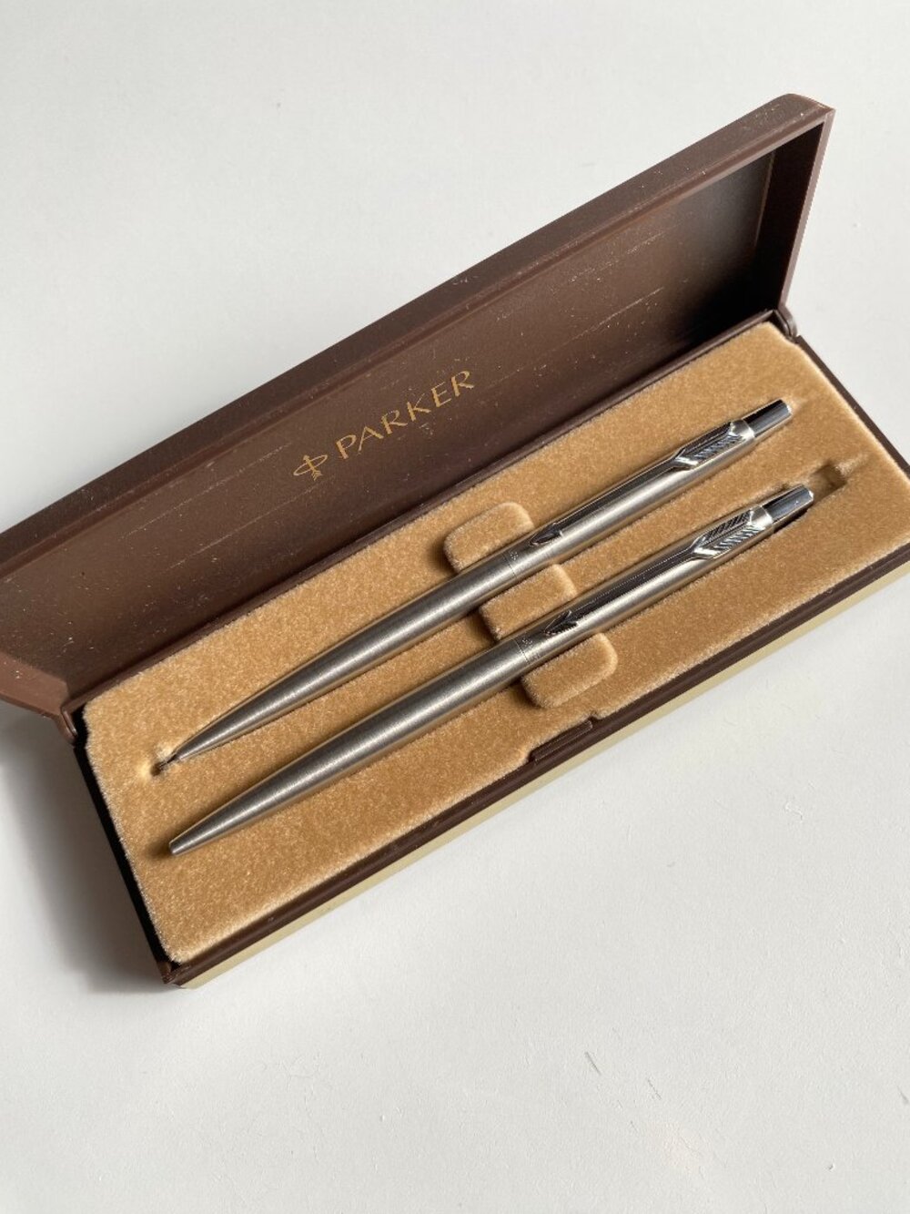 Parker 45 Flighter Stainless Steel Ball Pen and Mechanical Pencil Set